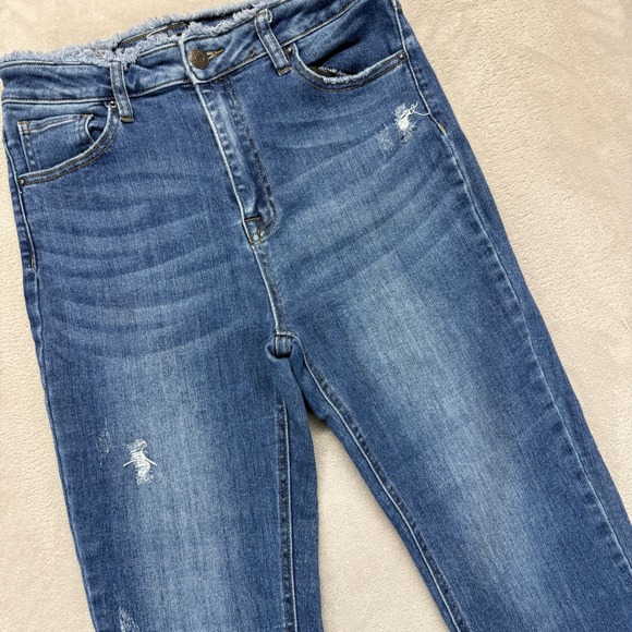 Risen Los Angeles Jeans Women's 29/9 Frayed Raw Edge & Hem Distressed Skinny - Picture 1 of 15